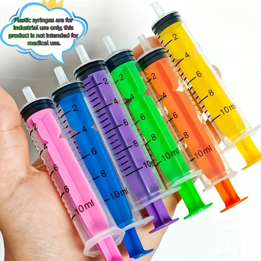 10-ml-Spritzen für Kleber, Flüssigkeitsabgabe und -messung, Haustierfütterung, Gelb, Blau, Lila, Grün, Rosa, Orange Image