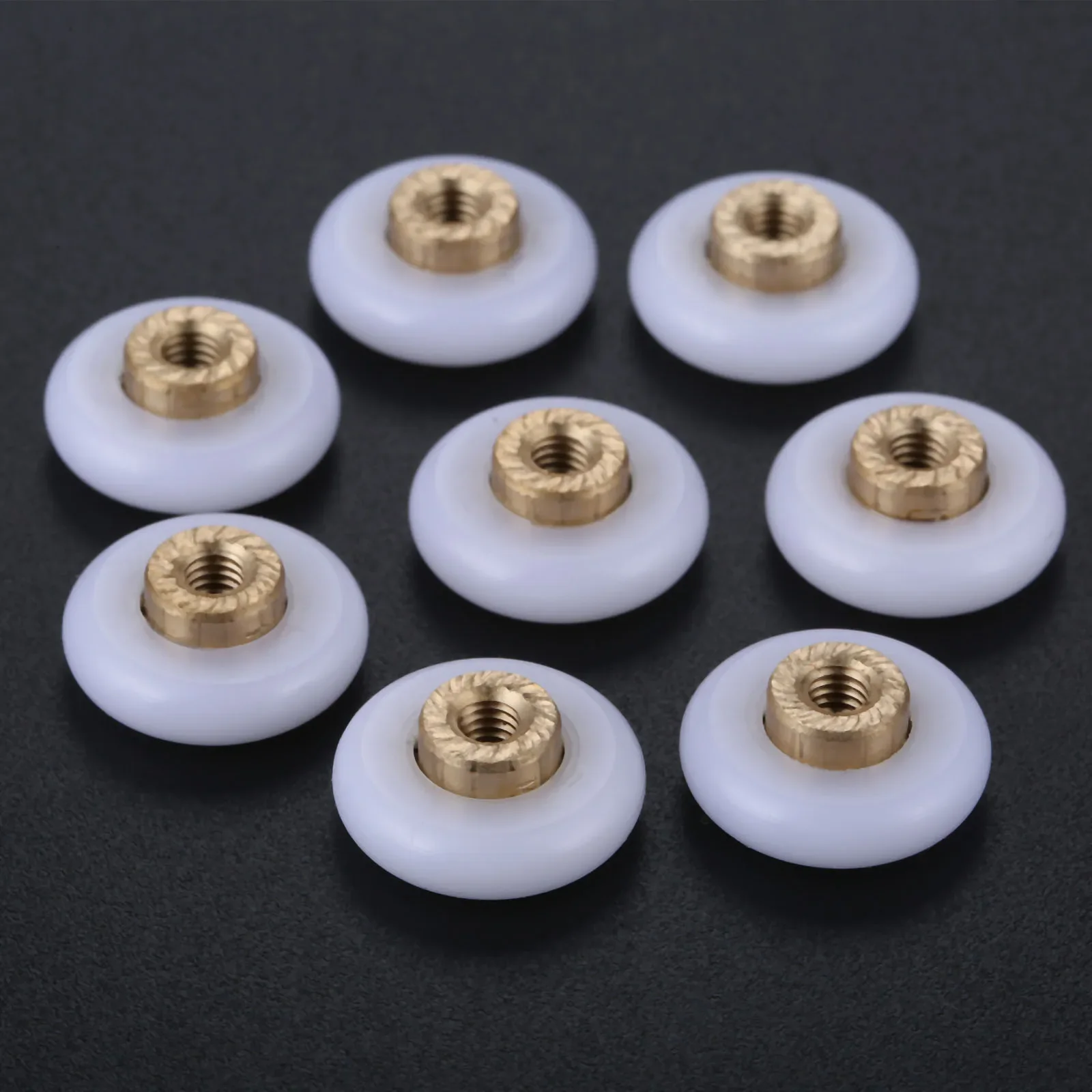DRELD 8 Stück 18 mm Durchmesser Bad-Duschtürrollen/Läufer Räder Riemenscheiben Rad Ersatzteil für Duschkabinen Kabinen Läufer Image