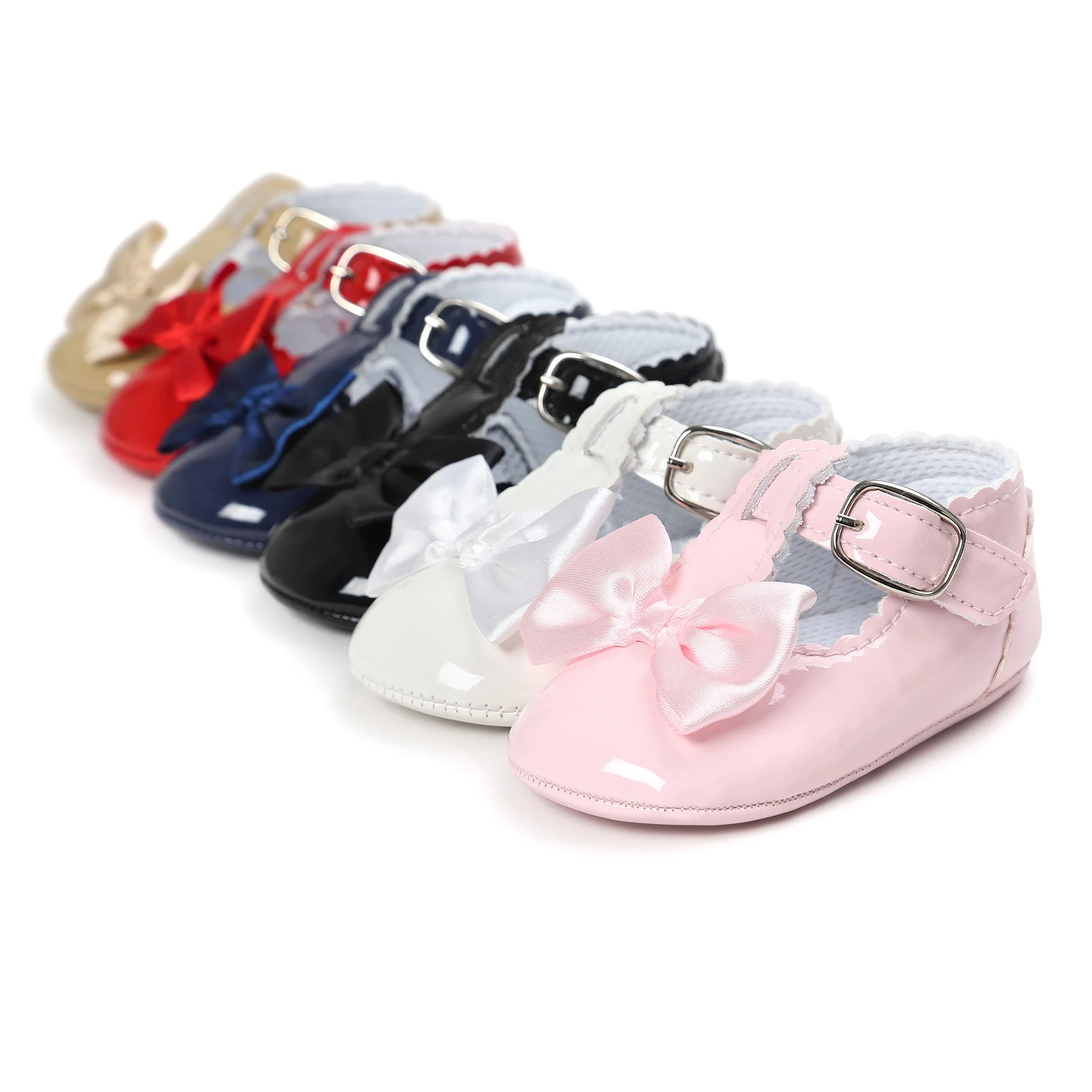 Meckior Baby Mädchen Schuhe Klassische Schleife Gummisohle Anti-Rutsch PU Mädchen Kleid Schuhe Lauflernschuhe Kleinkind Krippe Babyschuhe