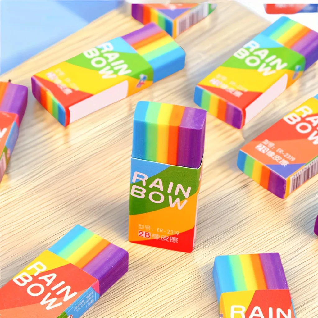 20er-Pack Regenbogen 2B Radiergummis aus Weichem PVC-Material, Nicht-Federnd, für Schreiben und Zeichnen - Schreibwaren Büro- und Lernbedarf Image