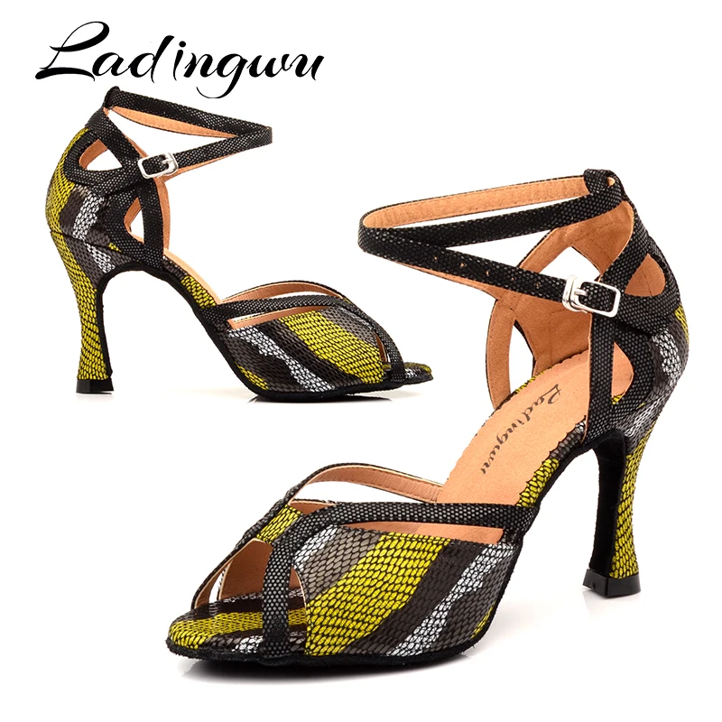 Ladingwu Frau Latin Dance Schuhe Lila Gold Schwarz Glitter und Satin Plattform Sandalen Tanz Schuhe Ballsaal Tanzen Ferse 10 cm