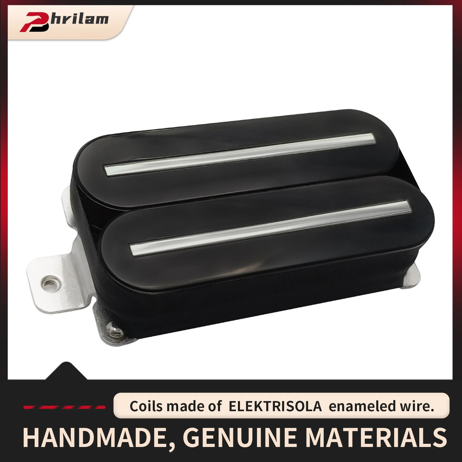 Phrilam Pro Super Power E-Gitarre Hot Dual Rails Pickup Humbucker Pickup 14,1 K Schwarz Gitarre Teile Image
