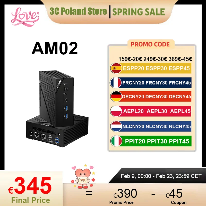FIREBAT AM02 Mini-PC AMD Ryzen 5 6600H DDR5 16 GB RAM 512 GB SSD WIFI6 BT5.2 Tragbarer Desktop-MINI-PC Computer Netzwerkanschluss HDMI