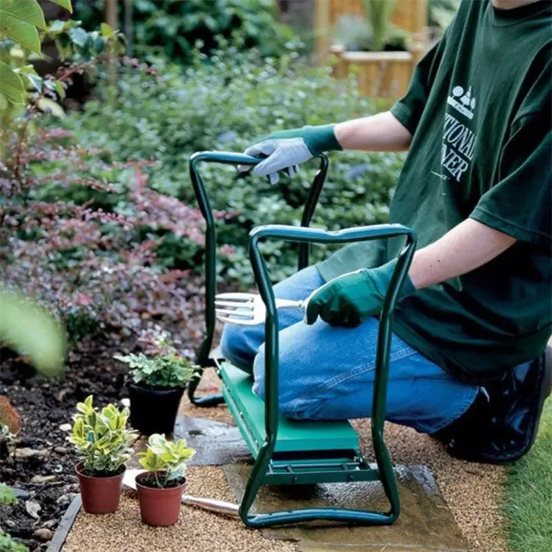 Garten-Kniebank, zusammenklappbarer Gartensitz mit verdicktem, weichem Kniepolster, robuster, faltbarer Gärtnerhocker, Knie-Gartenbank