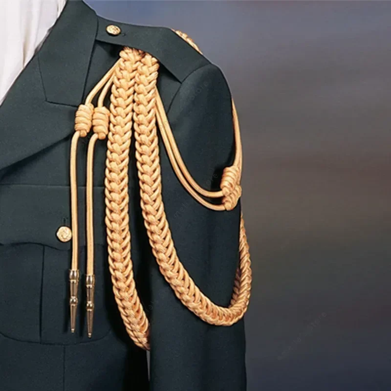 U.S. Army Aiguillette Double Braid Aiguillette Schulterschnur mit 2 Metallspitzen Gold Sliver Aguillette Aiglet Aglet Image