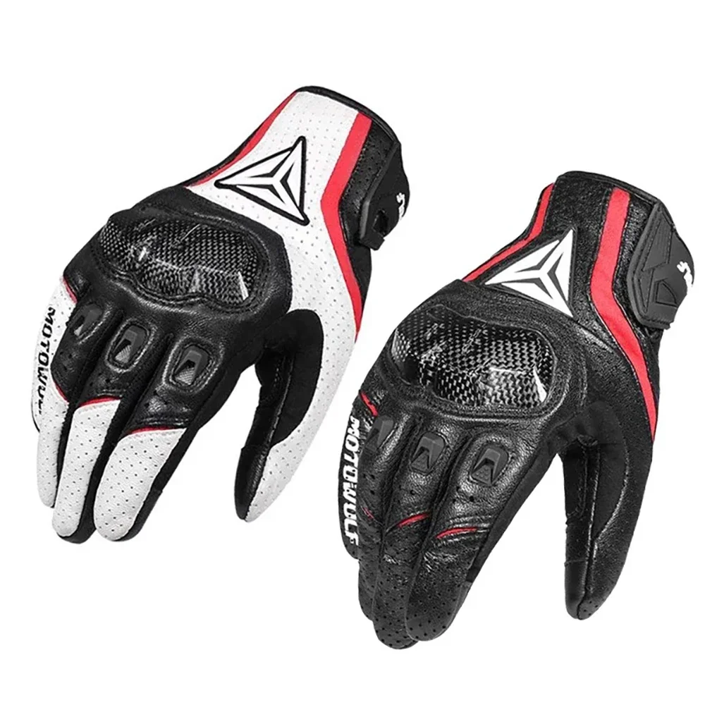 Motorrad Protect Leder Unisex Moto Touchscreen Atmungsaktive Motocross Reiten Winter Herbst Frühling Schützende Vollfingerhandschuhe Image