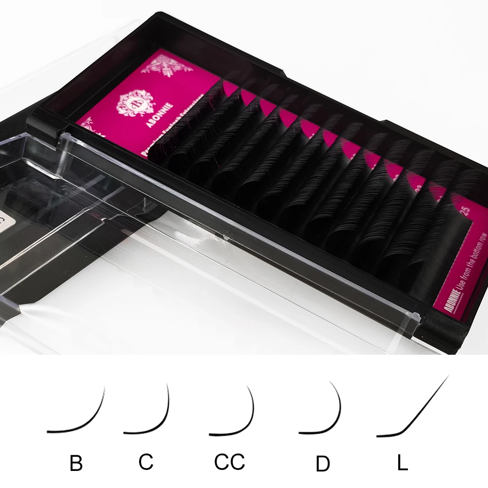 Abonnie L Curl Klassische Einzelwimpernverlängerungen Flauschige Volumen-Wimpern in Allen Größen Cilios L Image