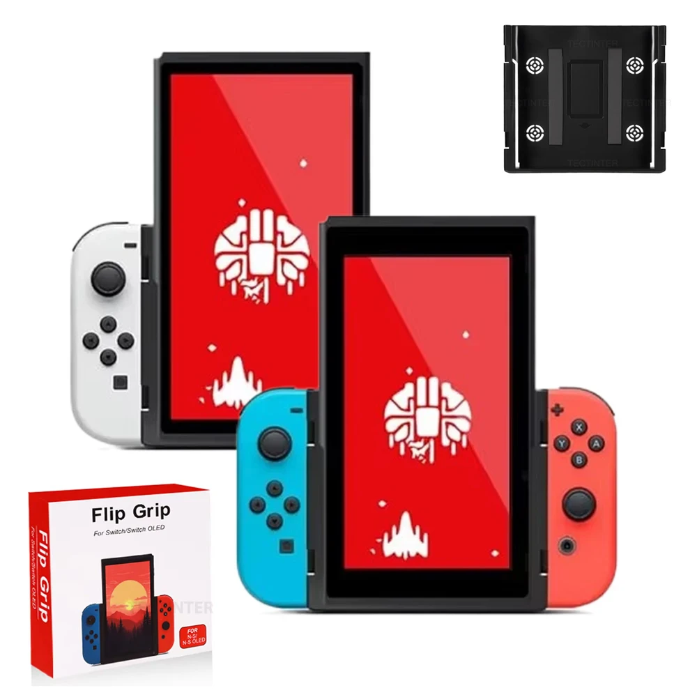 Für Nintendo Schalter 1/OLED Spielkonsole Vertikale Halterung Grip Flip Controller Gamepad Zubehör Für Schalter Handheld Joystick Image