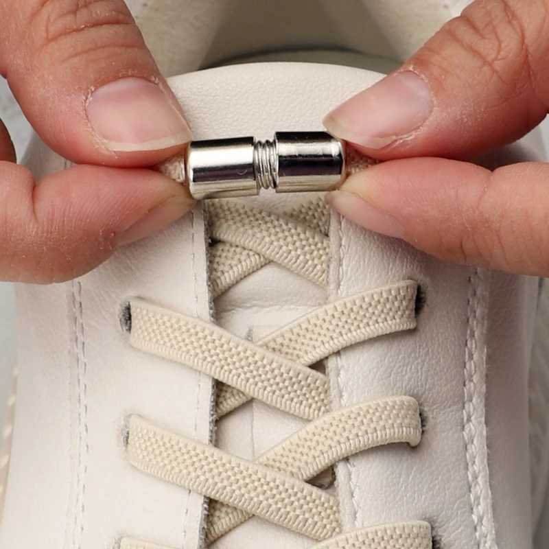 1 Paar elastische Schnürsenkel für Turnschuhe, ohne Krawatte, Kapselschloss-Schnürsenkel ohne Krawatten, für Kinder und Erwachsene, 0,6 cm, flache Schnürsenkel für Schuhe Image