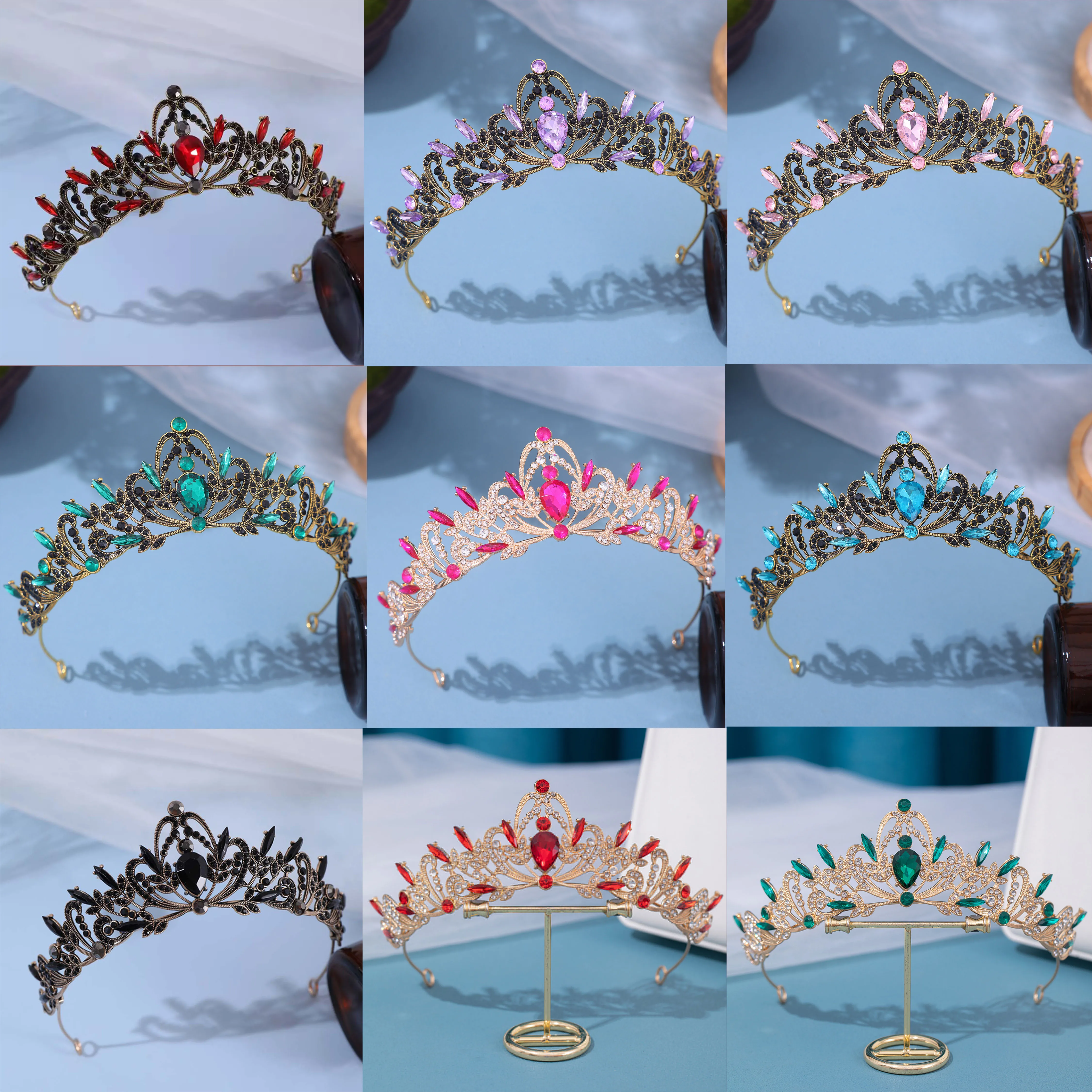 Neue einfache Frauen Kopf bedeckung Hochzeit Haarschmuck Braut Strass Kristall Diademe Kronen Image