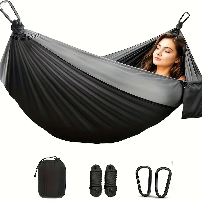 Outdoor-Camping-Hängematte, tragbare Hängematte mit Baumgurten, leichte Fallschirm-Hängematte aus Nylon für Reisen, Wandern, Strand