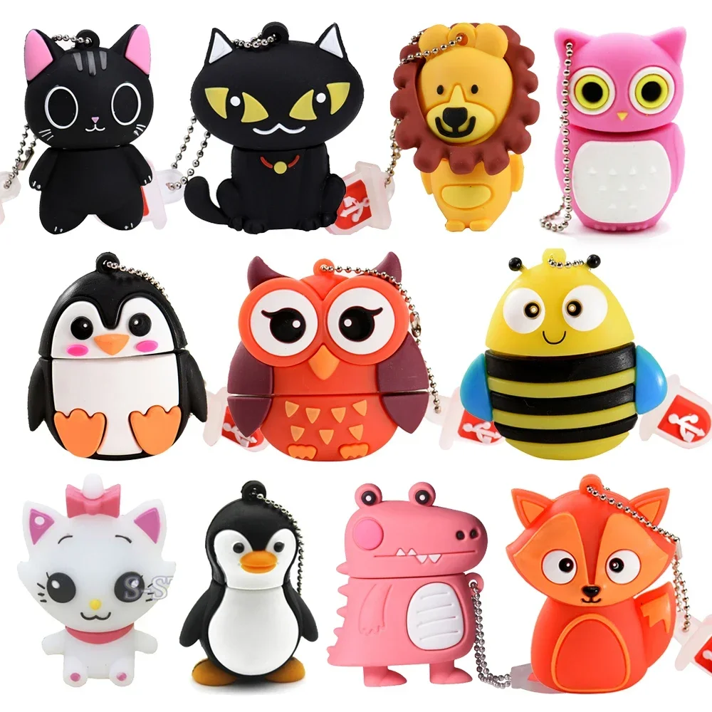 JASTER Niedlicher Cartoon-USB-Flash-Laufwerk 64 GB Tier-Pinguin-Stick 32 GB Katze Eule Memory Stick 16 GB Frosch-Stick 8 GB kreatives Geschenk Image