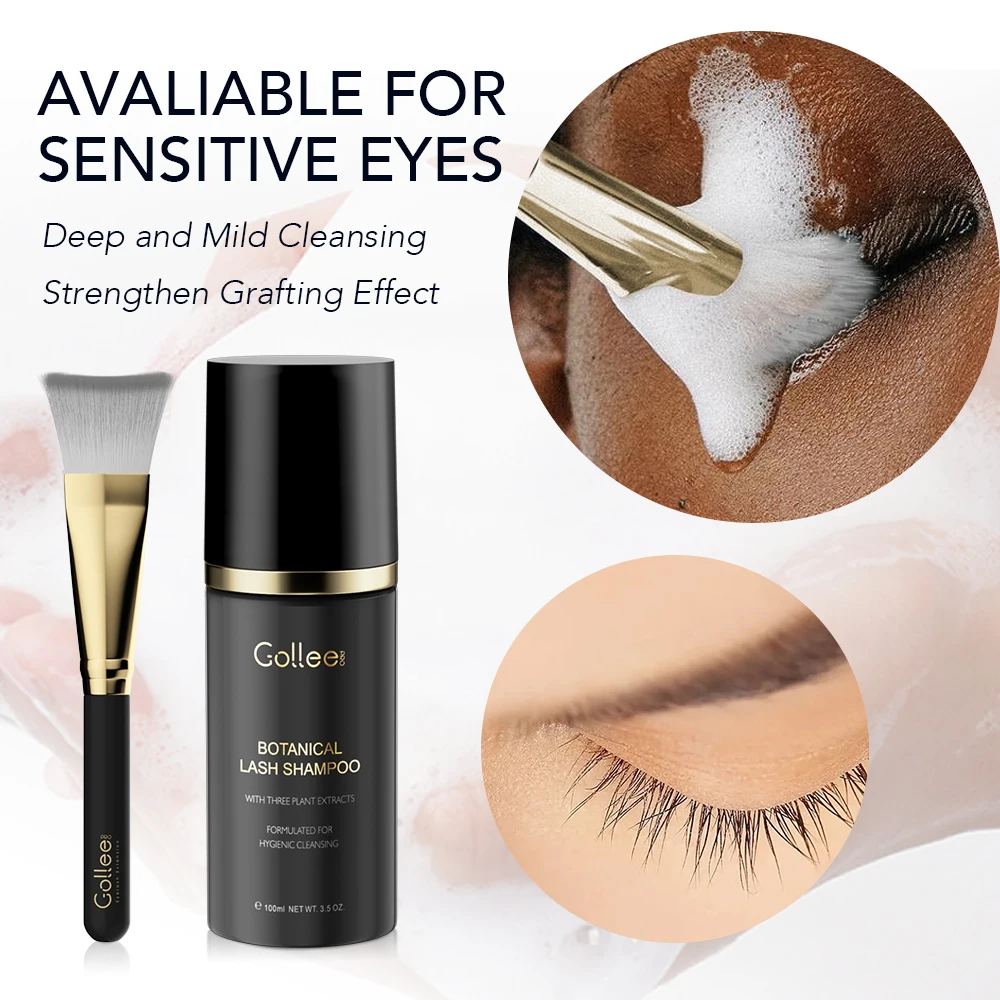 Gollee Eyelash 100 ml Schaumreiniger für saubere Wimpern, nicht reizend, mit weicher Bürste, Shampoo, Augenverlängerungsreiniger, sanftes Make-up-Werkzeug Image