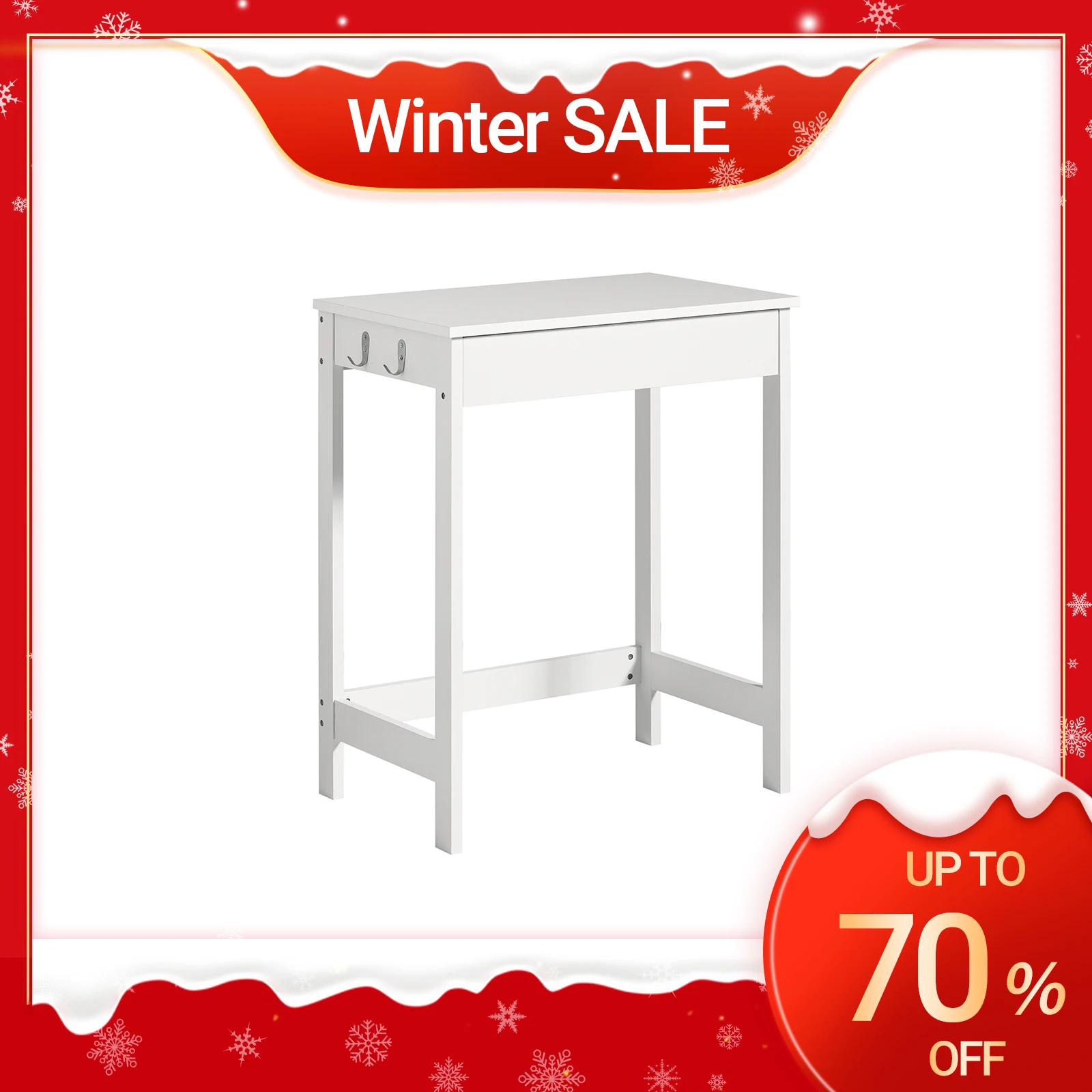 SoBuy FWT43 Schreibtisch mit Einer Schublade und 2 Haken Tisch Computertisch Arbeitstisch BHT ca: 60x77x40cm
