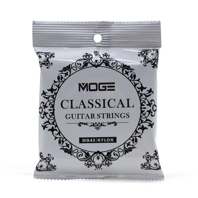 MOGE MG43 028-043 Saiten für klassische Gitarre, Nylon, silberfarben, ummantelte Drahtbeschichtung, Musikinstrumentenzubehör Image