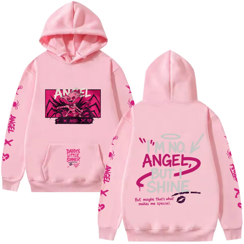 Angel Dust Hoodie HazbinHotel Harajuku Anime Pullover Demoncore Unisex Streetwear Süßes Edgy Imp Geschenk für Fan Streetwear Kleidung