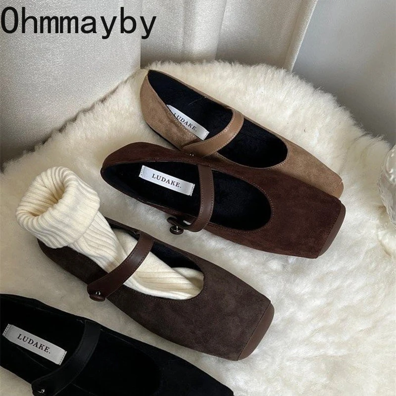 Designer Vintage Slip-On Damen Mary Jane Schuhe Modische Schuhe mit eckiger Spitze 2026 Frühling Lässige Ballerinas