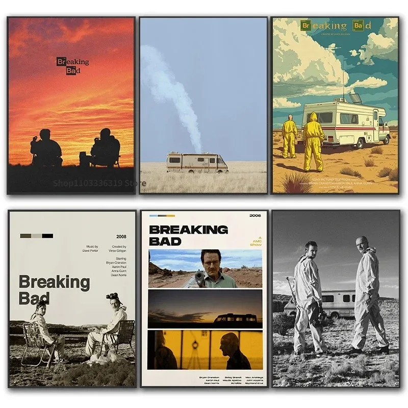 Rertro Breaking Bad Film Film Midcentury Kunst Poster Leinwand Malerei Wand Drucke Bild für Wohnzimmer Home Decor Image
