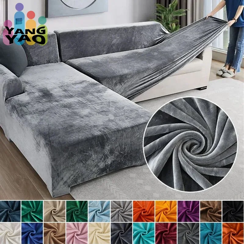 Samt Sofa bezug dicke elastische 1/2/Sitzer Sofa bezug für Wohnzimmer Samt Plüsch l-förmige Ecksofa bezug Couch bezug