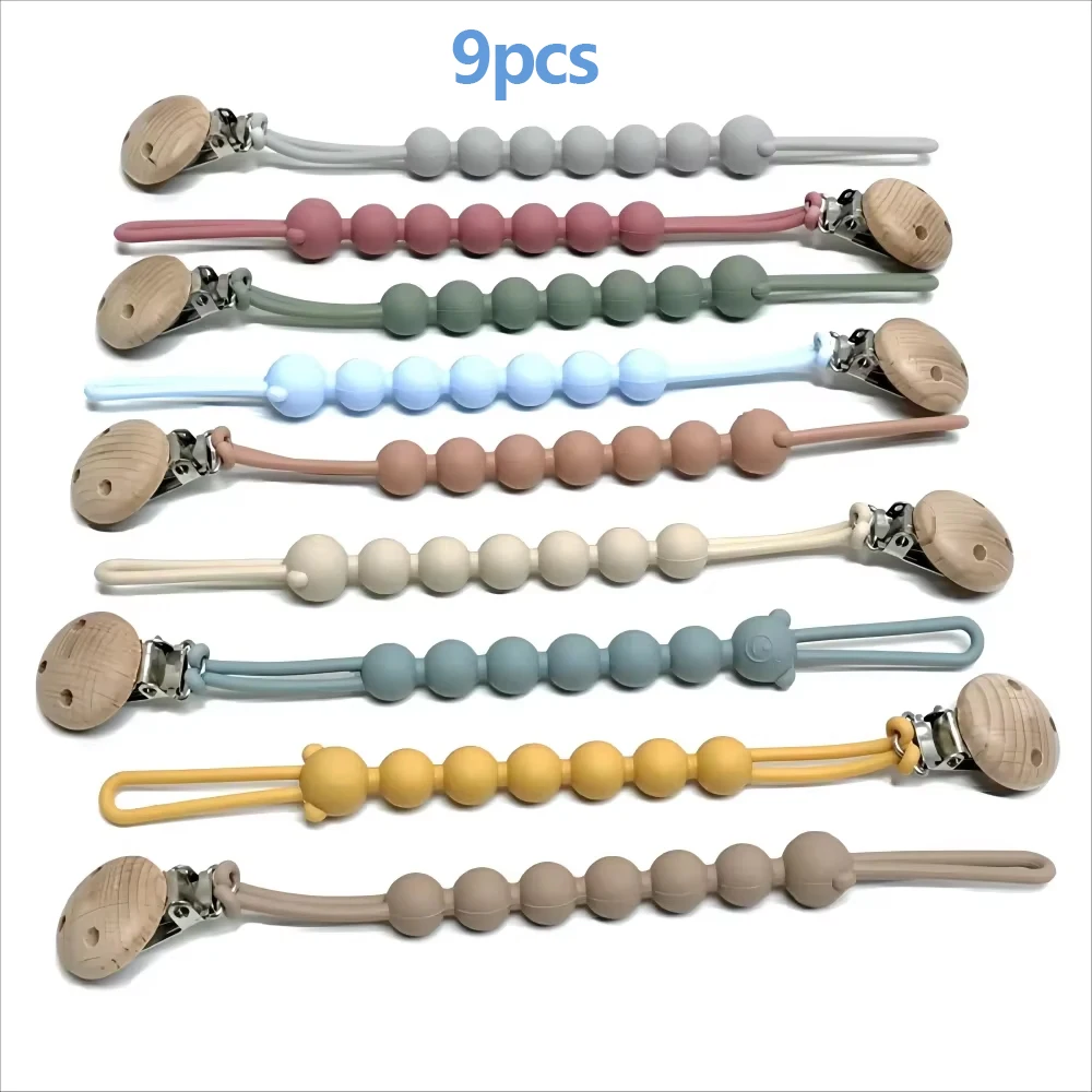 1/9PCS Baby Ein Schnuller Kette Baby Schnuller Lanyard Food Grade Silikon Zahnen Beißring Anti Verloren Schnuller anti Drop Kette Image