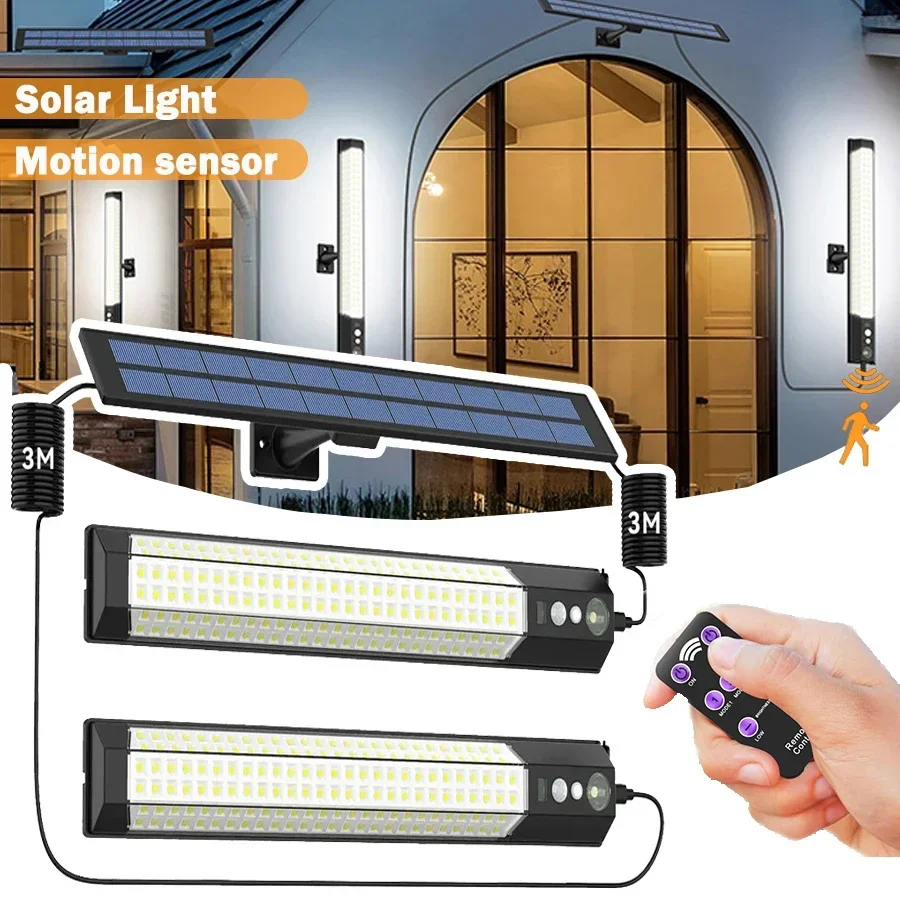 LED-Solarleuchte für den Außenbereich, 316/158 LED-Bewegungsmelder, Solar-Wandleuchte mit Fernbedienung, wasserdicht, 3 Arbeitsmodi, Gartendekoration, Straßenlaternen