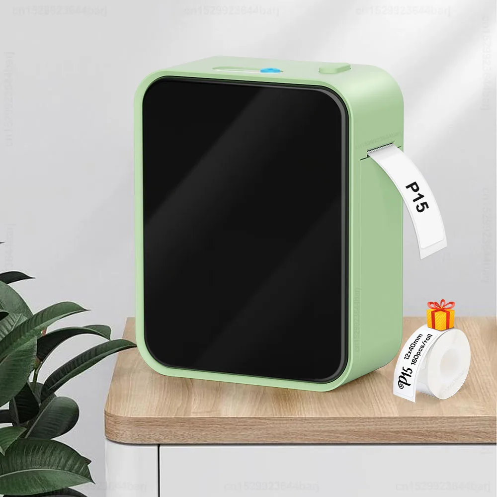 Tragbarer Etikettendrucker P15, selbstklebender Thermoetikettendrucker, kabelloser Bluetooth-Aufkleberdrucker mit selbstklebendem Etikettenpapier P15 Image