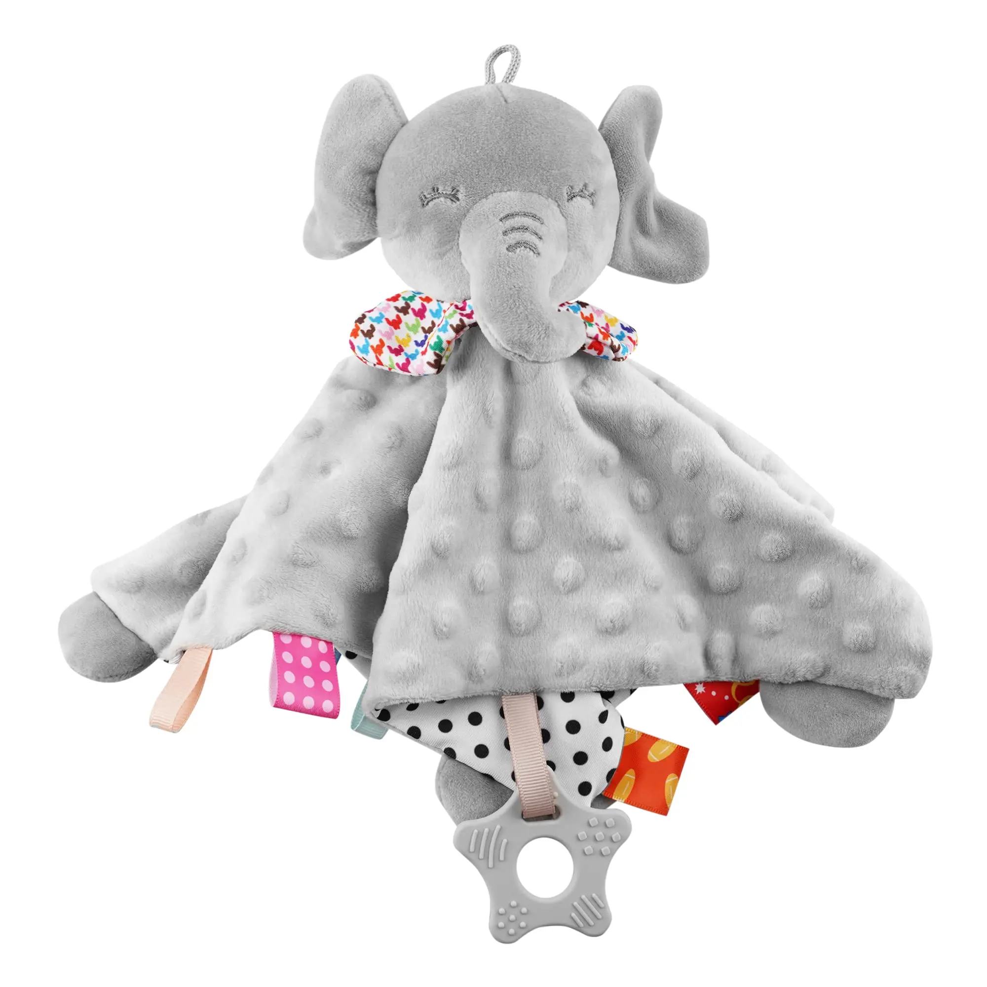 Schmusedecke für Neugeborene, Elefant mit Anhängern, Beißring, Rasseln, mobile weiche Decke, Kuscheltier, Stofftier für Babys, Geschenk Image