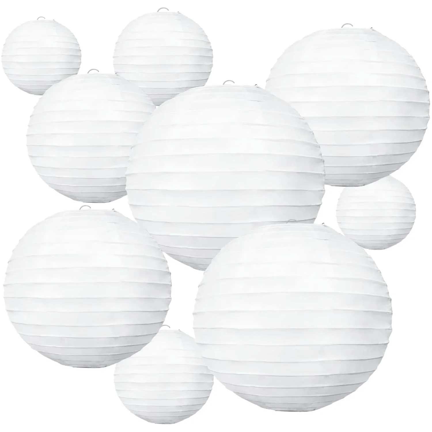 Weiße Papierlaternen, dekorative chinesische hängende runde Papierlaternenlampe für Geburtstag, Hochzeit, Weihnachten, Brautparty-Dekorationen Image