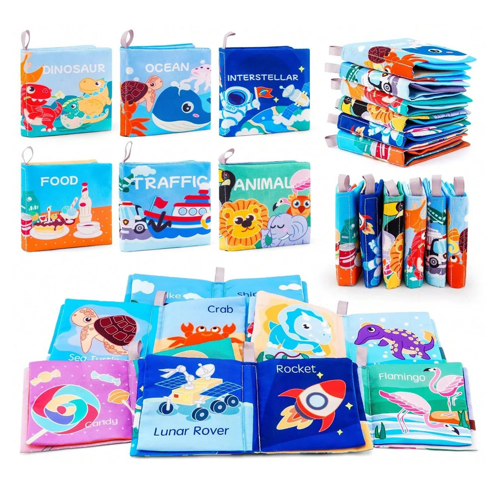Weiches Baby-Knisterbuch-Set, Badebücher, Ungiftige Stoffbücher für Babys, Frühpädagogisches Spielzeug zum Verschenken
