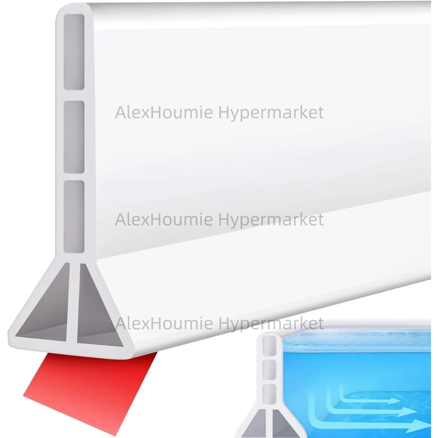 10 cm hoher Duschdam, zusammenklappbarer Duschwasserstopper, Spritzschutz für begehbare Dusche, Wasserschutz, Stopper, Wasserblocker