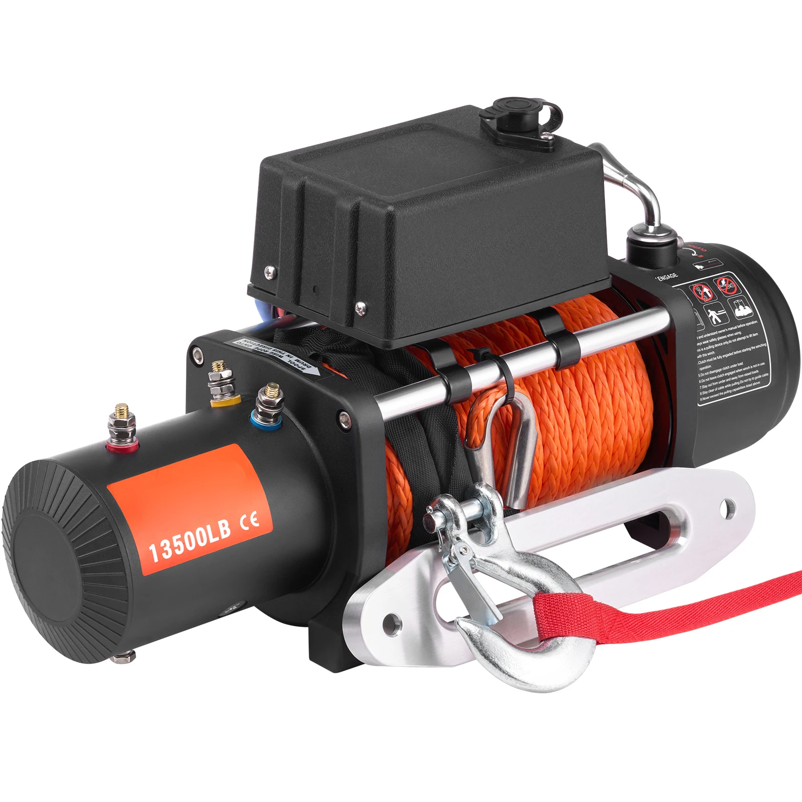 SucceBuy 13500 lbs elektrische Winde mit 80 Fuß synthetischem Seil, kabellose LKW-Winde, IP55, wasserdicht, zum Abschleppen im Gelände, SUV, Jeep Image