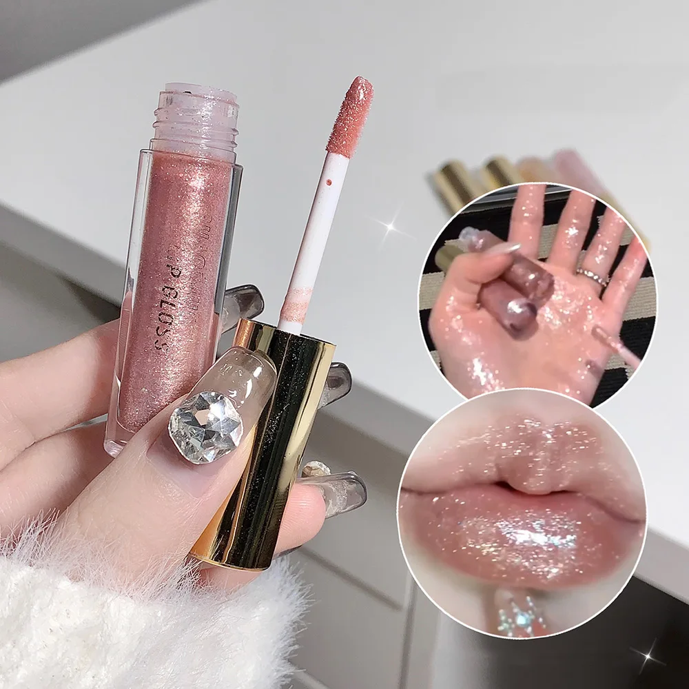 Funkeln der Lip gloss, fein schimmernder wasser glänzender Hocker lippen feuchtigkeit spendender Lippenstift Image