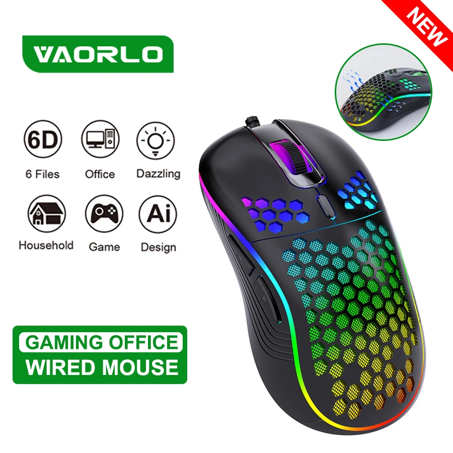 USB-verkabelte Gaming-Büro-Maus, mechanische Maus, USB-beleuchtete Maus, 7200 DPI, verstellbare optische Gaming-Maus für Desktop-Laptop Image