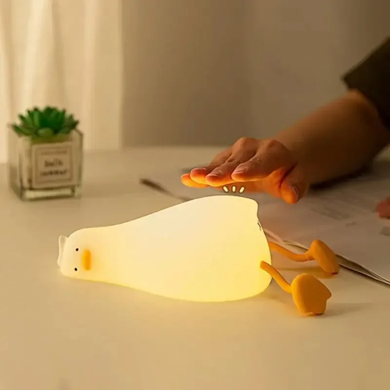 Niedliches Enten-Nachtlicht, LED-Squishy, lustige Neuheit, Tier-Touch-Nachtlampe, 3-stufig dimmbar, Kinderzimmer-Nachtlicht für Kinder, Baby-Geschenke