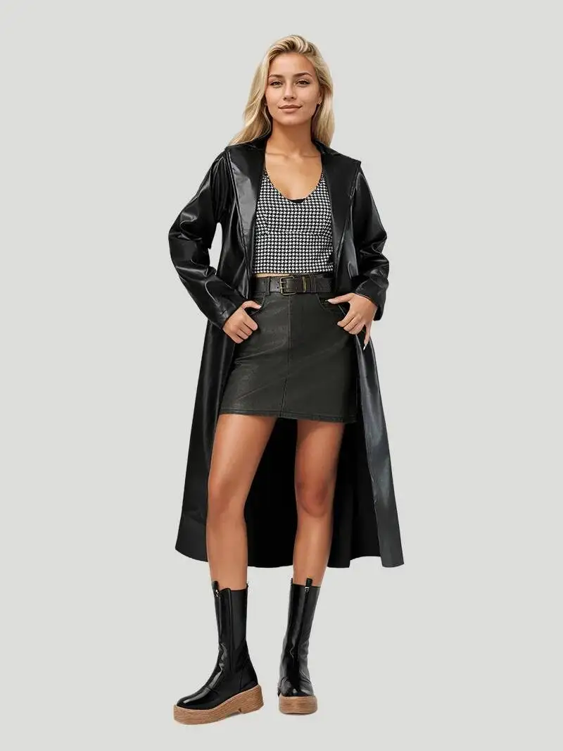 2026 Erweiterter Bademantel Windjacke Frühling und Herbst Mode Jacke Ledermantel Damen neuer Stil Image