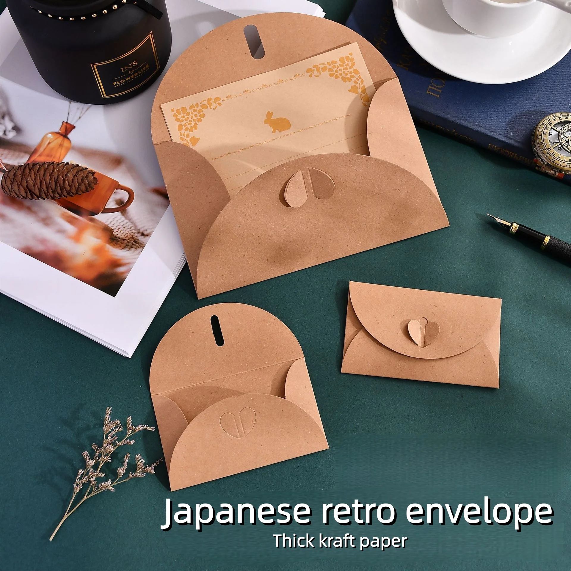 20 Stück japanische Herzumschläge aus Kraftpapier – Vintage-Ins-Ästhetik für Paare, Liebesbriefe, kreativer Beutel im europäischen Stil Image