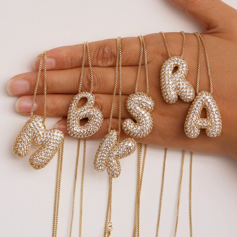 Initial Charm A-Z Buchstaben Anhänger Halskette Frauen Männer Halsband Edelstahl Seil Kette Fett Alphabet Gold Farbe Hip Hop Iced