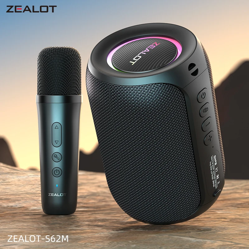 ZEALOT-S62M Karaoke-Maschine, tragbares Bluetooth 5.3-Lautsprechersystem mit 1–2 kabellosen Mikrofonen, Geschenke für Zuhause, Familienfest Image