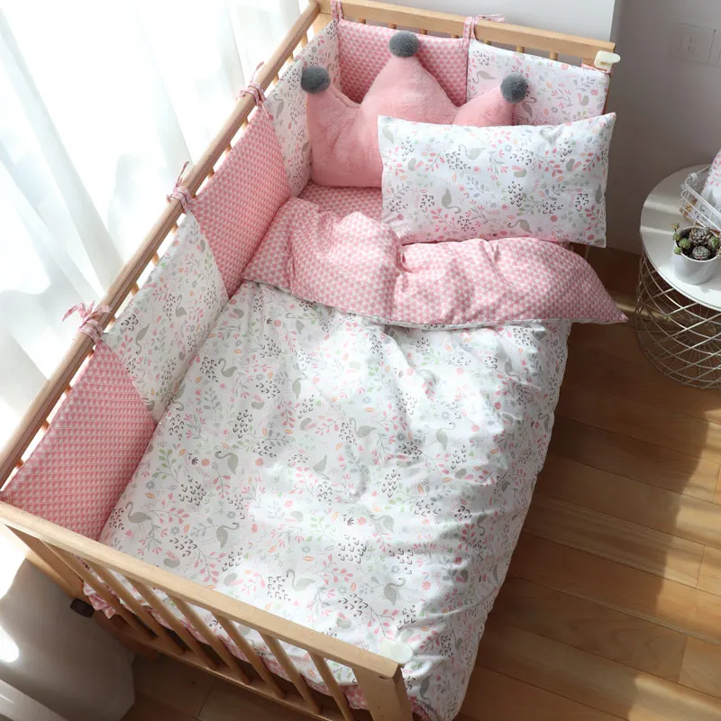 Baby Bettwäsche Set Für Neugeborene Weiche Baumwolle Krippe Bettwäsche Set Mit Stoßstange Für Mädchen Bettwäsche Für Kind Baby Kindergarten dekor Nach Maß Image