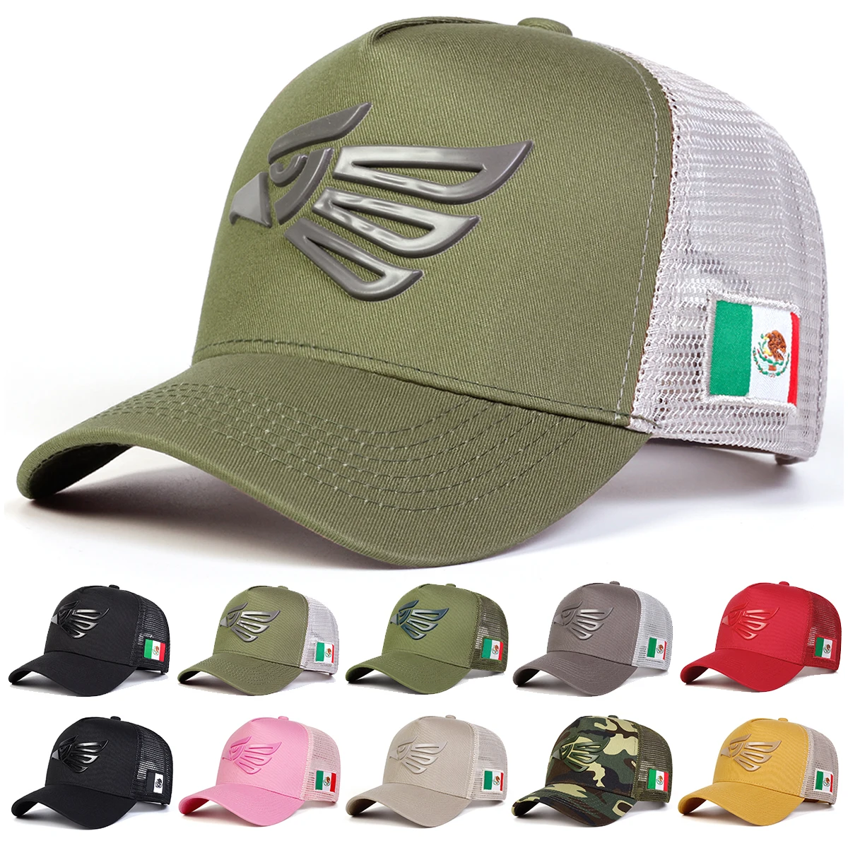 Unisex Mexican Eagle Label Baseball Net Caps Frühling und Sommer Outdoor verstellbare Freizeithüte Hip Hop Hut Sonnenschutz Hut