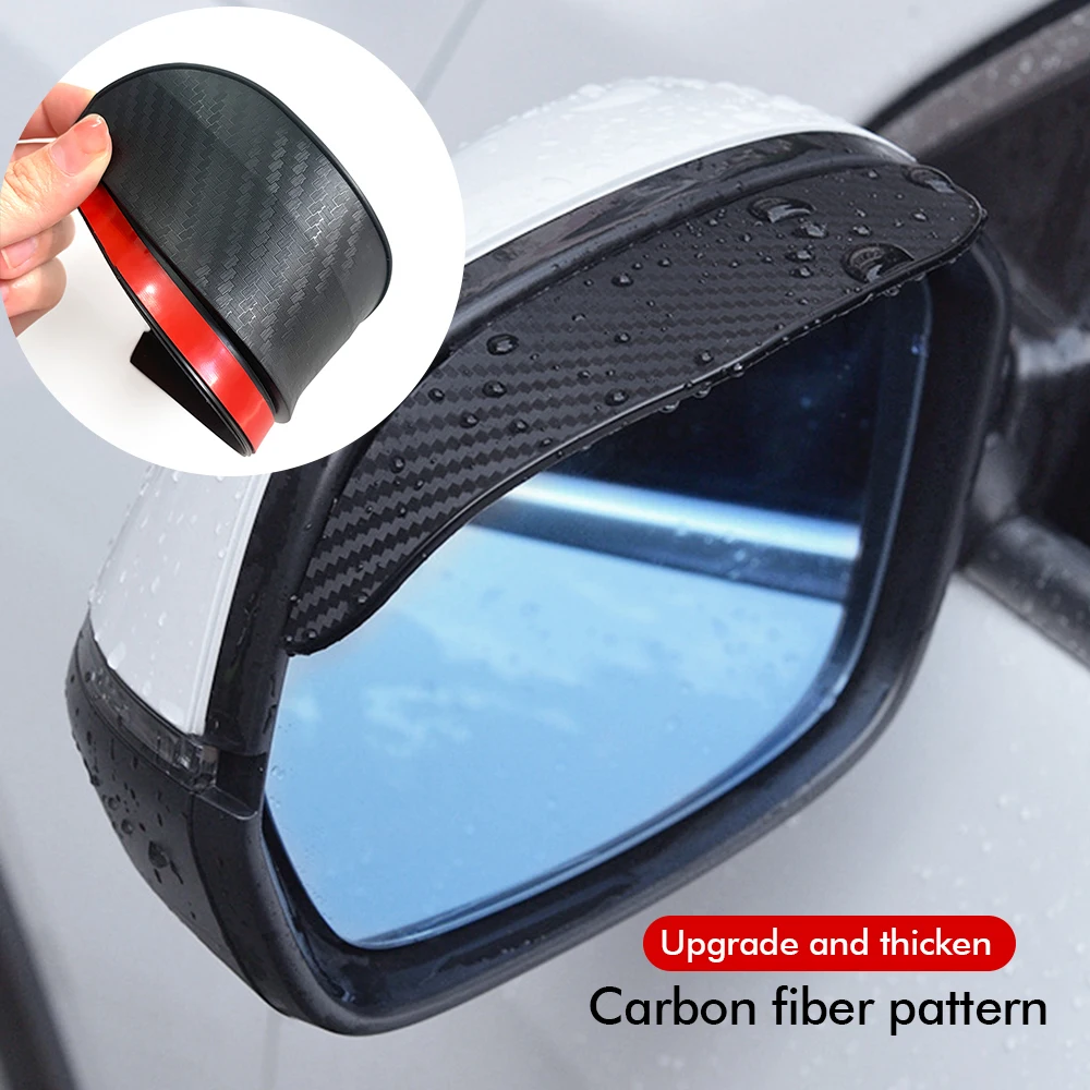 2PCS Auto Rückspiegel Regen Augenbraue Carbon Faser Sonnenblende Schatten Abdeckung Schutz Klare Vision für Regen Auto Spiegel zubehör Image