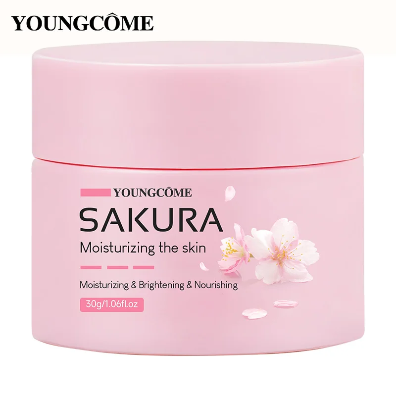 Sakura Essence Creme, Kirschblüten-Gesichtsfeuchtigkeitscreme für trockene und raue Haut, Anti-Aging-Facelifting, nährendes Reparaturkollagen Image