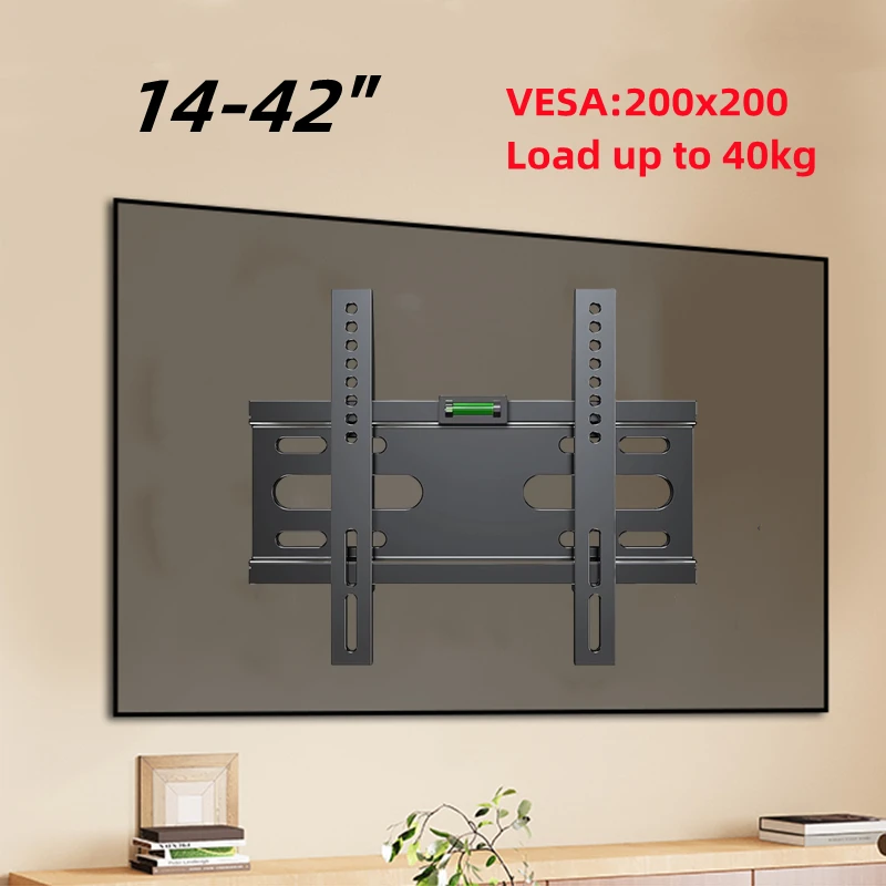 LED-LCD-TV-Wandhalterung, neigbar, verstellbar, verstärkt TV-Unterstützung für 14 bis 42 Zoll Tragkraft bis zu 40 kg VESA 200 x 200