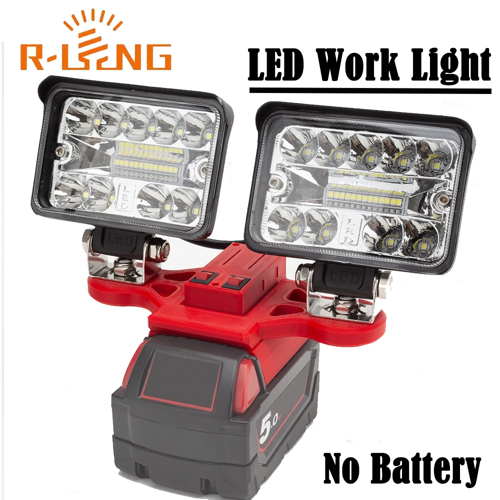 Tragbare LED-Arbeitsleuchte für Milwaukee 18V Lithium-Akku mit USB Typ-C, kabellose Outdoor-Arbeitsleuchte, Angelleuchte, Handlampe, Notbeleuchtung