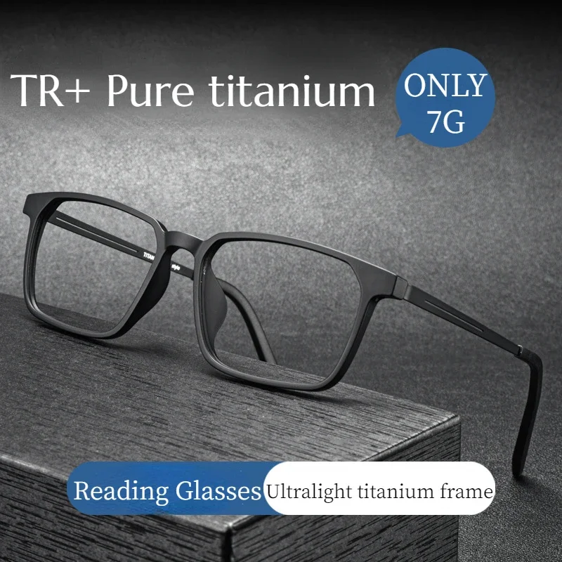 Hochwertige Lesebrille aus reinem Titan für Männer Anti-Blaulicht-Presbyopie-Brillen mit Dioptrien 1,0 bis 4,0 Image
