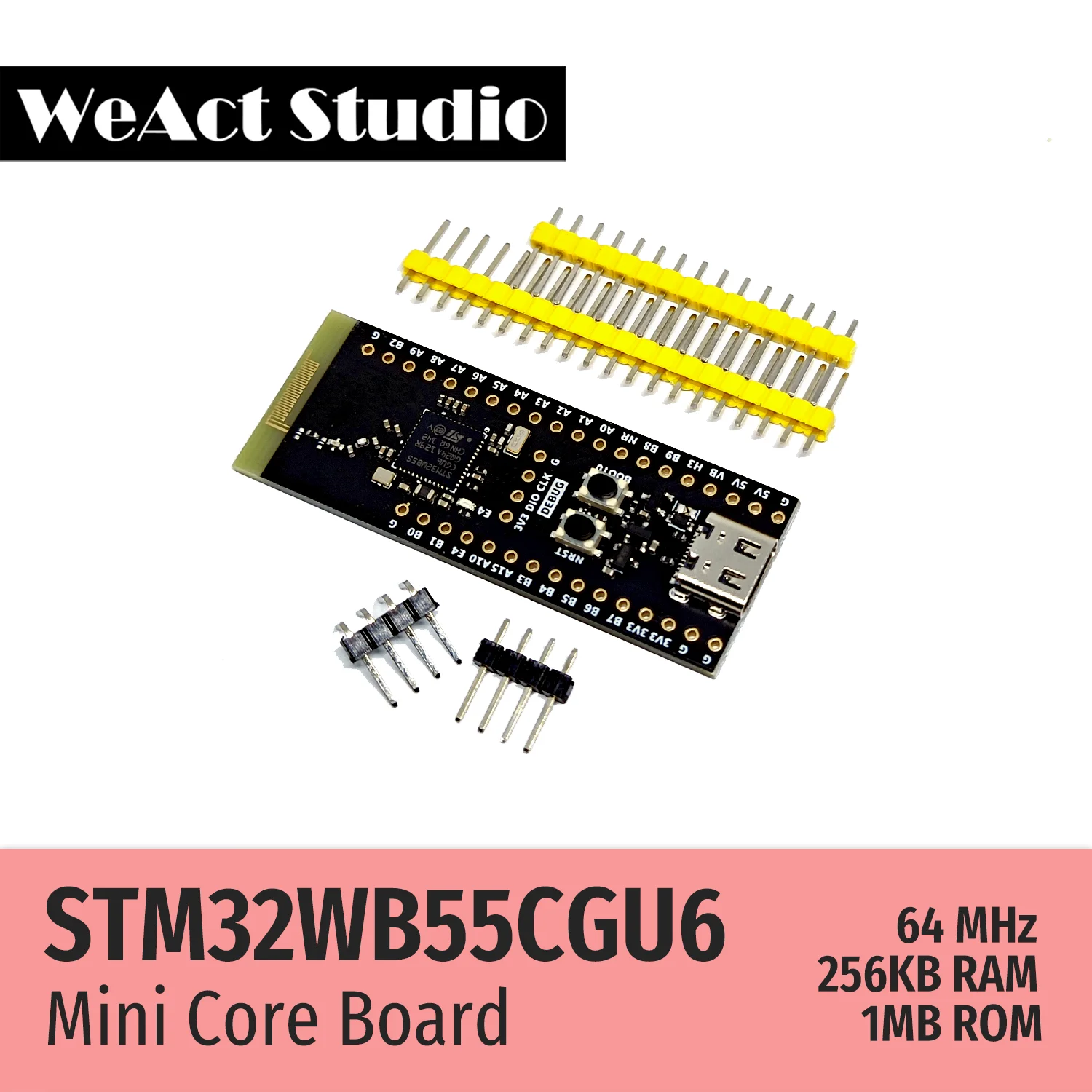 WeAct STM32WB55CGU6 STM32WB55 STM32WB STM32WB55CG BLE-5.4 802.15.4 Zigbee Thread Matter USB AES-256 Core Board Demo Board Image