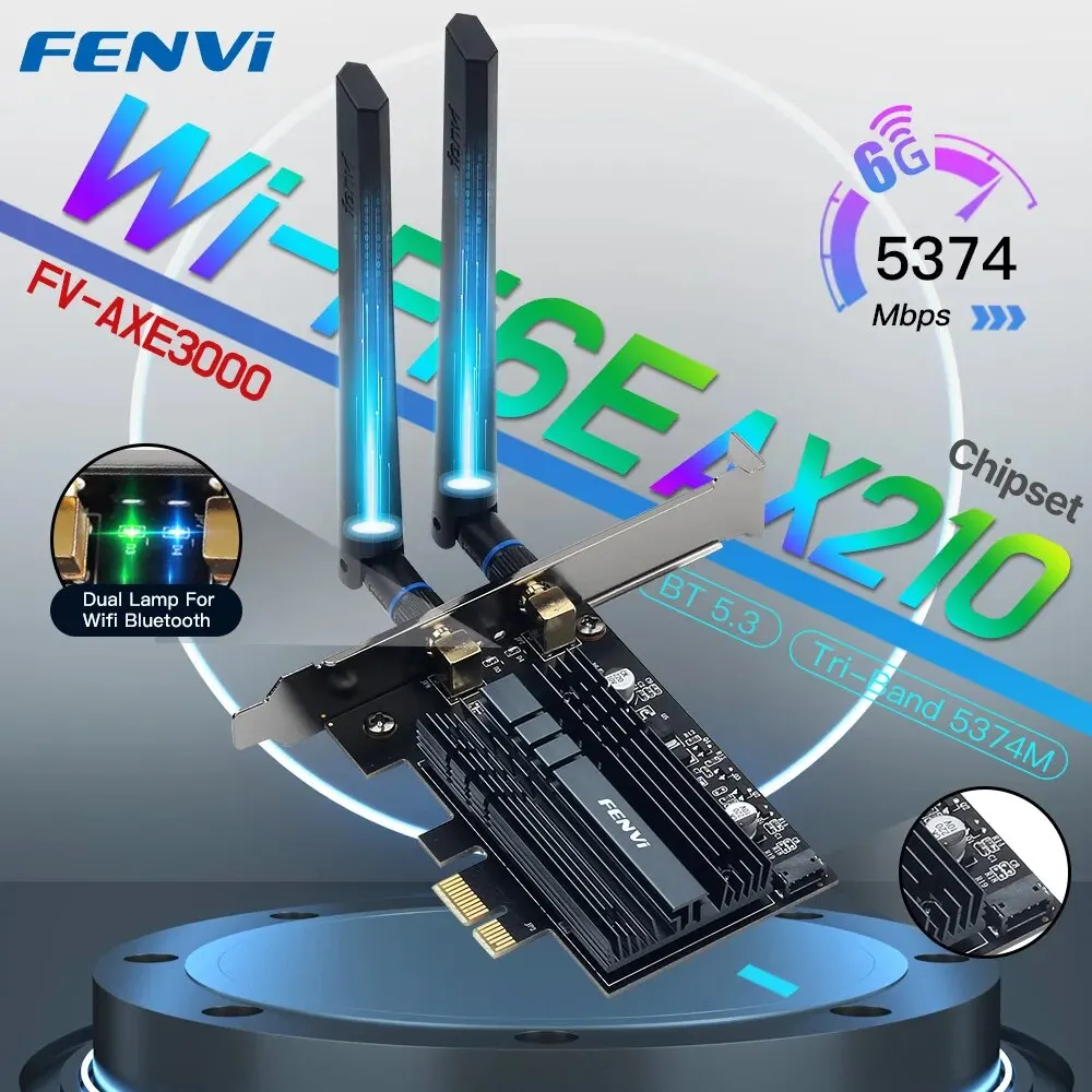 FENVI WiFi 6E AX210 Wireless PCIE Adapter Tri Band 2,4G/5G/6Ghz 802,11 AX Für Bluetooth 5,3 Netzwerk Wi-Fi Karte Für PC Windows10/11 Image