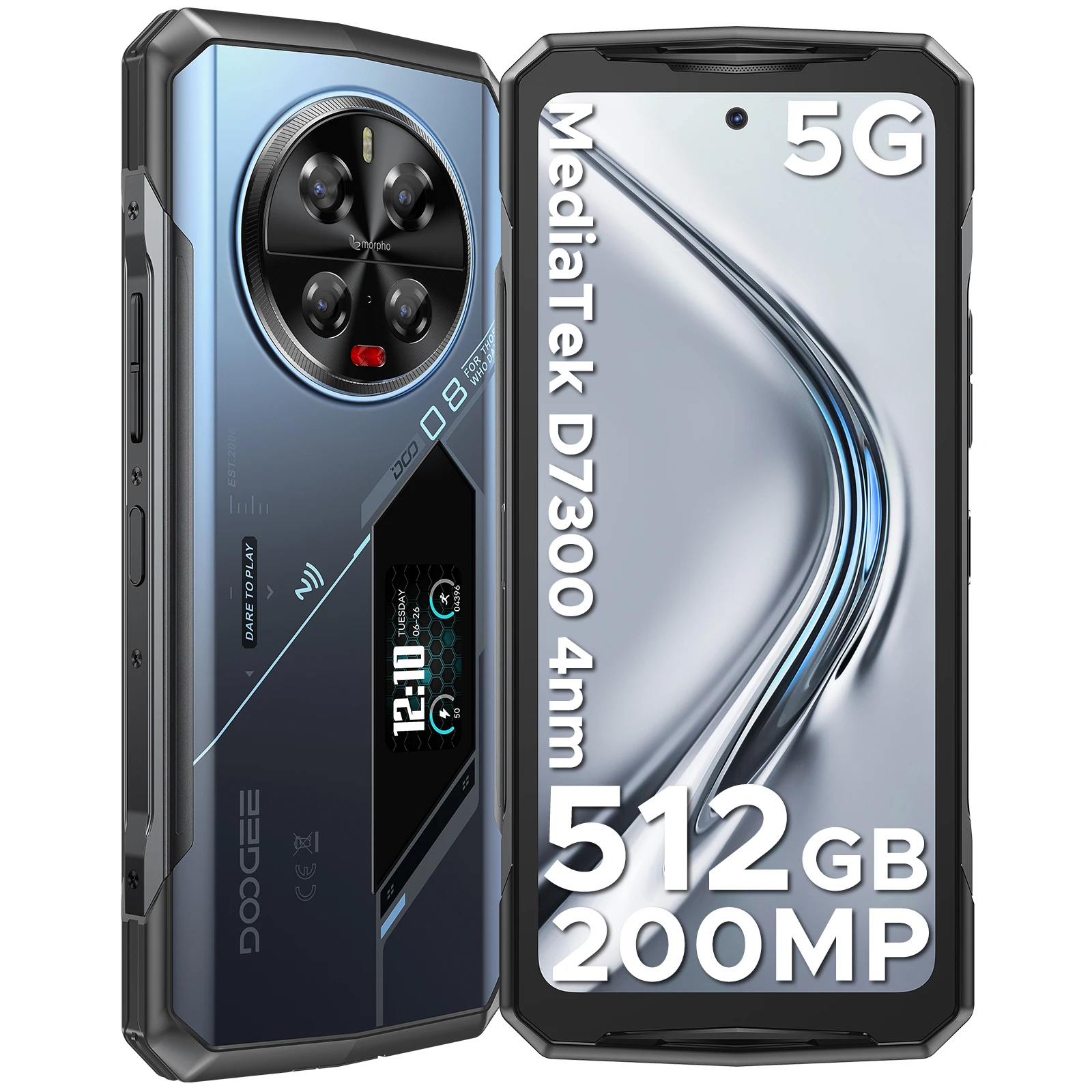 Globale Version DOOGEE V40 Pro 5G Robustes Telefon 6,78 Zoll 120 Hz 16 GB + 512 GB Abmessung 7300 200 MP AI-Kamera 8680 mAh Akku-Gaming-Telefon Image