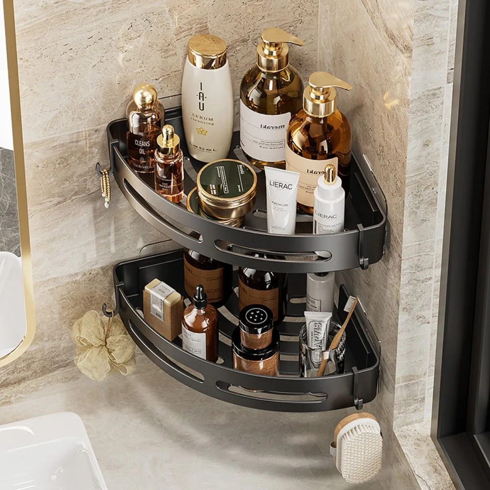 1/2/3 stücke adhensive Badezimmer Shampoo Halter Dusche Caddy Regale Lagerung kein Bohr regal Ecke Handtuch halter Regale für Badezimmer Image