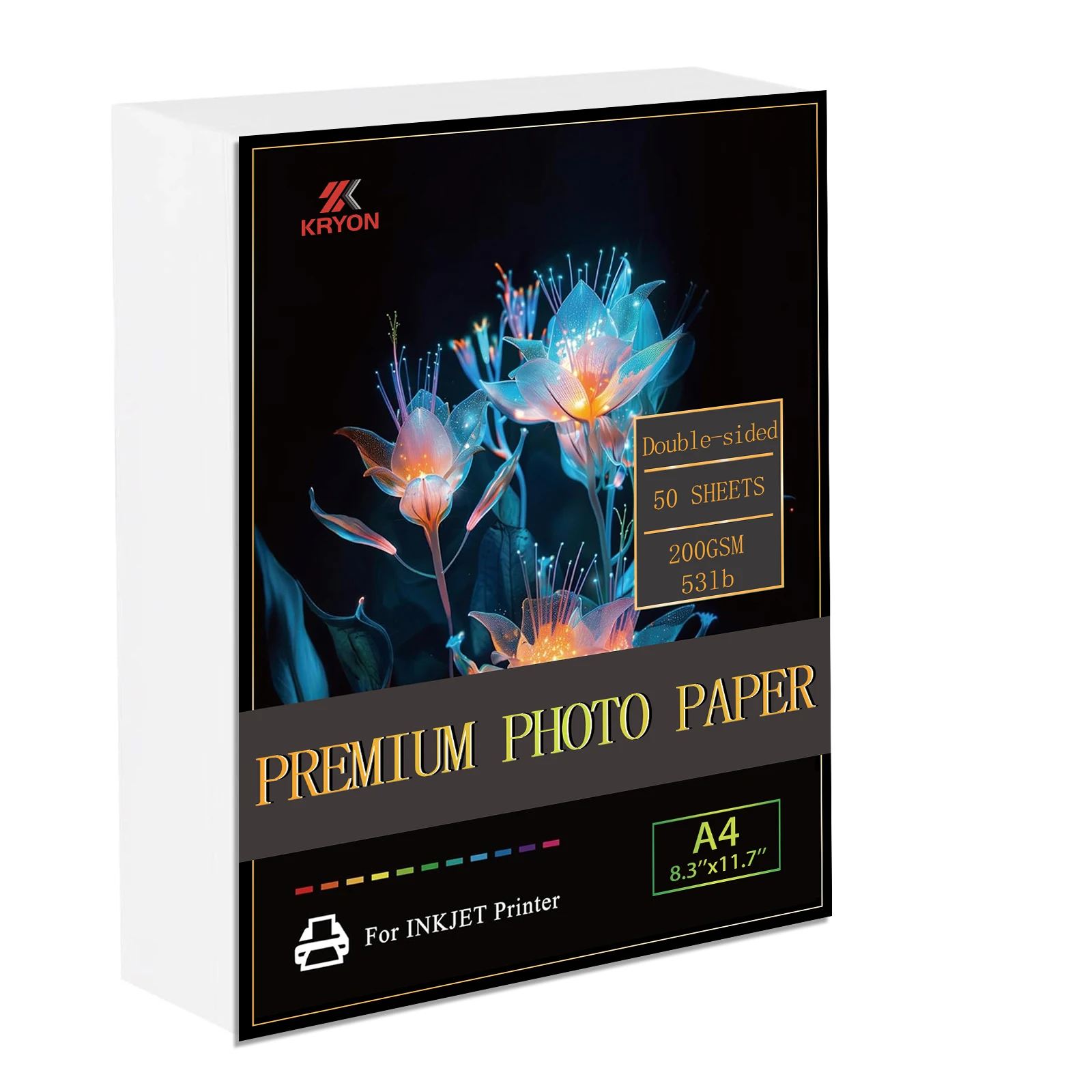 A4 200 GSM doppelseitiges Fotopapier Hochglänzendes Fotopapier – 50 Blatt 8,3 x 11,7 Zoll